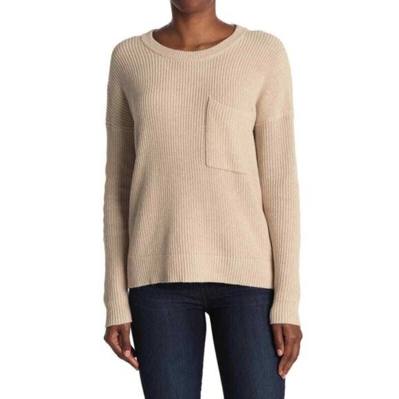 Madewell | Thompson Tan Pocket Knit Crew Sweater Small - Picture 3 of 10